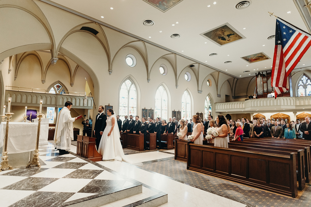 Couple getting married at St. Mary's Catholic Church